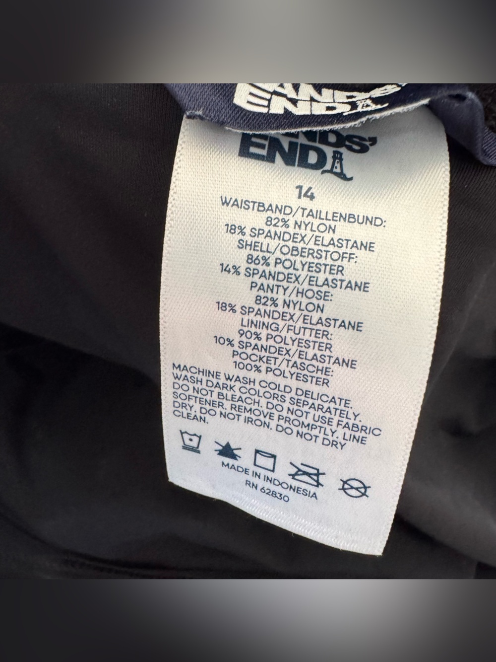 LANDS’ END Size 14 Black Longer Length Quick Dry Swimsuit Swim Shorts Bottom - Picture 3 of 3